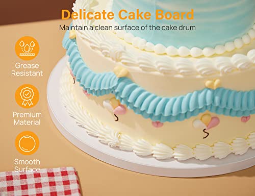 Kootek Cake Boards Drum 8 Inch Round, 1/2" Thick Cake Drums, Cake Decorating Supplies White 6-Pack Sturdy Cake Corrugated Cardboard for Multi-Layer Cakes