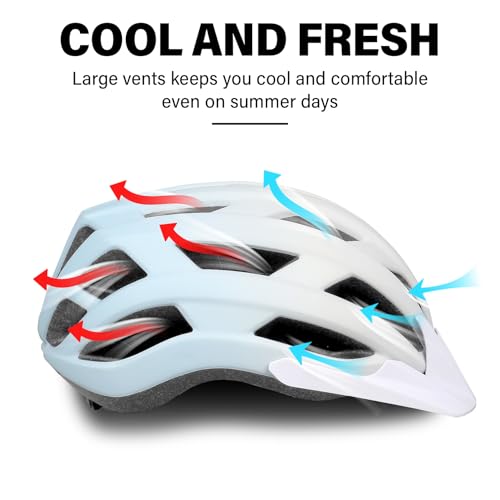 Bike Helmet for Adults Women Men Youth Kids, Lightweight Mountain Road Bicycle Cycling Helmets with Adjustable Dial, 2 Detachable Visor
