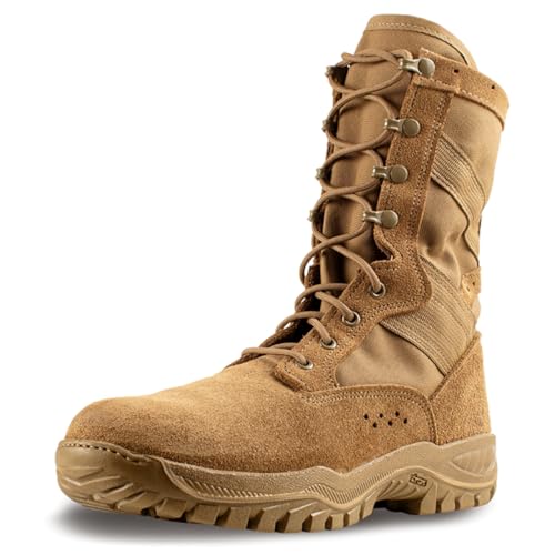 B Belleville Arm Your Feet C320 One Xero 8 Inch Combat Boots for Men - Ultra-Lightweight Army/Air Force OCP ACU Brown Leather with Vibram Incisor Traction Outsole; Berry Compliant, Coyote - 7 R
