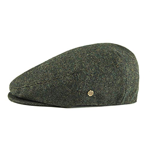 VOBOOM Men's Herringbone Flat Ivy Newsboy Hat Wool Blend Gatsby Cabbie Cap (Army Green, 7 1/8)