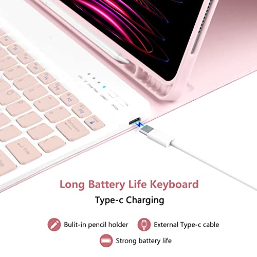 Compatible for iPad Air 13 inch Case Keyboard for iPad Pro 12.9 inch Case with Keyboard Slim Smart for iPad Keyboard Compatible with iPad Pro 6th/5th/4th/3rd Wireless Detachable Pencil Holder Black