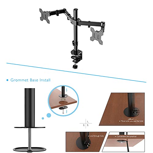 Rocelco 32" Height Adjustable Standing Desk Converter BUNDLE - Sit Stand Computer Workstation Riser with Anti Fatigue Mat - Dual Monitor Retractable Keyboard Tray Gas Spring - Black (R EADRB-MAFM)