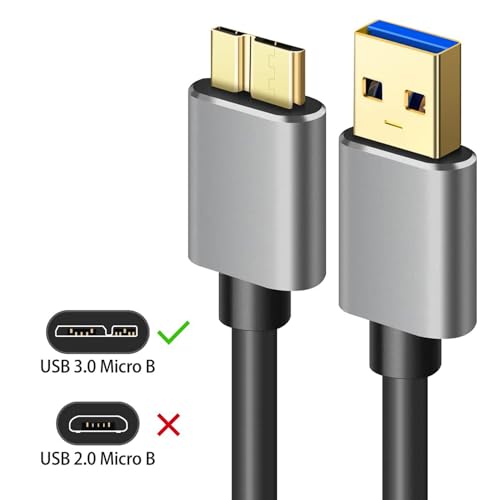 Micro B Cable, USB 3.0 A Male to Micro USB 3.0 Sync Cord,Data Wire Compatible for Toshiba,Seagate,Samsung,My Passport and More External Hard Drive(1.5fts/40cm/Black&Gold)
