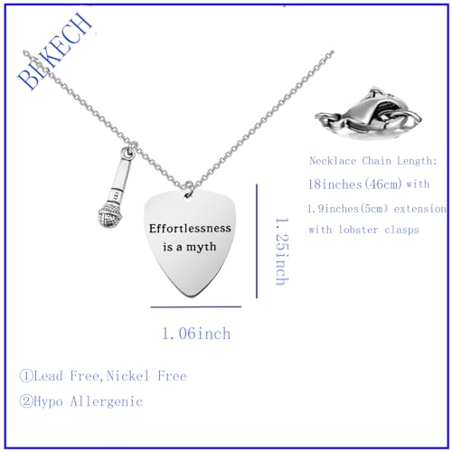 BEKECH Music Lover Necklace Singer Fans Gift Guitar Pick Pendant Necklace Outfits Jewelry Accessories Music Singer Fans Gift (Effortlessness is a myth)