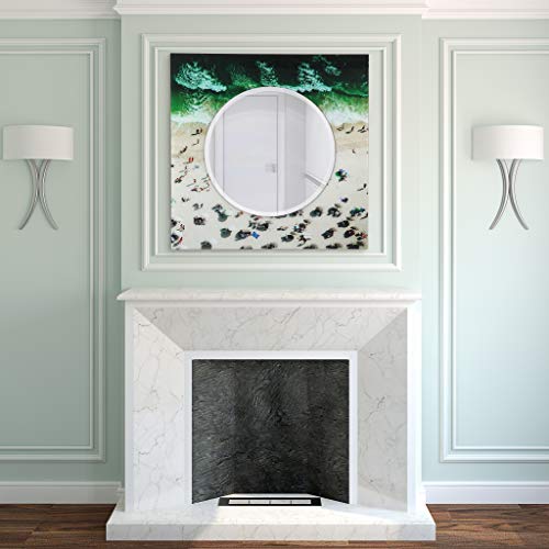 Empire Art Direct Fashion Rectangular Beveled Mirror on Free Floating Reverse Printed Tempered Art Glass Ready to Hang, 36" x 36"