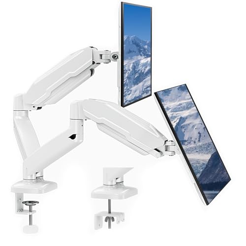 MOUNT PRO Dual Monitor Mount Fits 13 to 32 Inch Computer Screen, Height Adjustable Monitor Stand for 2 Monitors, Gas Spring Monitor Arm Holds up to 17. 6lbs Each, Monitor Desk VESA Mount, White