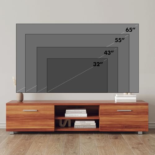 Kennkari TV Stand for 40 45 50 55 60 65 Inch TV Entertainment Center for Living Room Low Profile TV Table Modern TV Media Console with Storage Simple TV Cabinet with Shelves (Wood Grain)