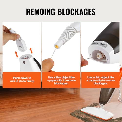 VEVOR Steam Mop, 5-in-1 Floor Steamer, Steam Mop for Hardwood Floors with 4 Replaceable Brush Heads, Floor Steam Cleaner for Ceramic, Granite, Marble, Linoleum, Natural Floor Mop with 2pcs Pads