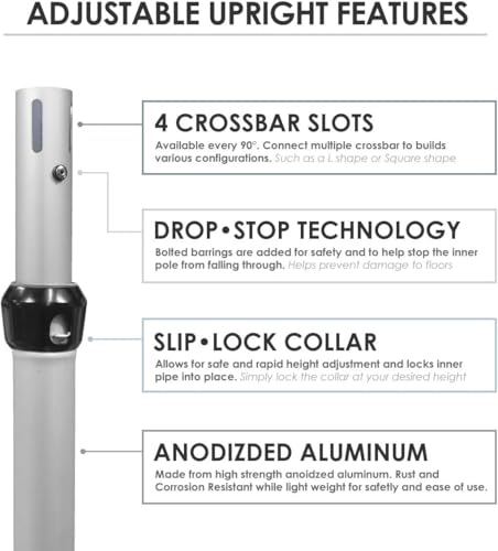 WEPDIY Portable Pipe and Drape Heavy Duty Backdrop Stand, ADJ Metal Frame and Heavy Metal Base for Wedding, Birthday Party, Photography Backdrop (1*ADJ UprightPole 4-7FT)