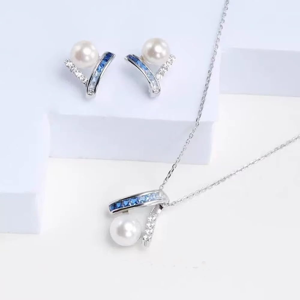 NONNYL Gift for Women Wife- Mothers Day Gifts for Mom Her Couples Present Girlfriend, Gift for Wife Women Birthday Wedding Anniversary Jewelry Christmas Day Valentine's Gifts- Pearl Necklace Earrings