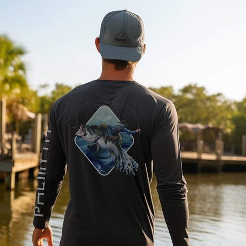 Palmyth Fishing Shirts for Men Long Sleeve UPF 50+ T Shirt Sun Protection Tee (Dark Blue/Skull and Rods, 4XL)