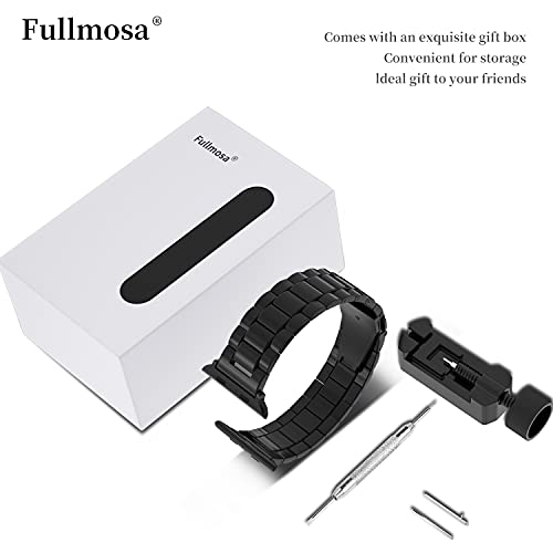 Fullmosa Compatible Apple Watch Bands 41mm 40mm 38mm 49mm 45mm 44mm 42mm, Stainless Steel iWatch Band with Case for Apple Watch Ultra2/Ultra Series 9/8/7/6/5/4/3/2/1/SE/SE2, 38mm 40mm 41mm Black