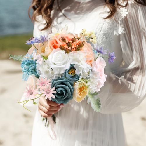 Garisey Artificial Flowers Combo for DIY Wedding Bouquets Combo Centerpieces Arrangements Party Bridal Baby Shower Home Decorations-Blush Pink