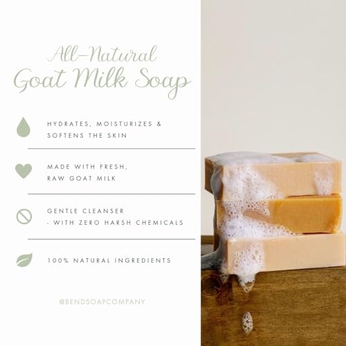 Bend Soap Company All Natural Handmade Goat Milk Soap for Dry Skin Relief, Oatmeal & Honey, 4.5 oz 4 pack