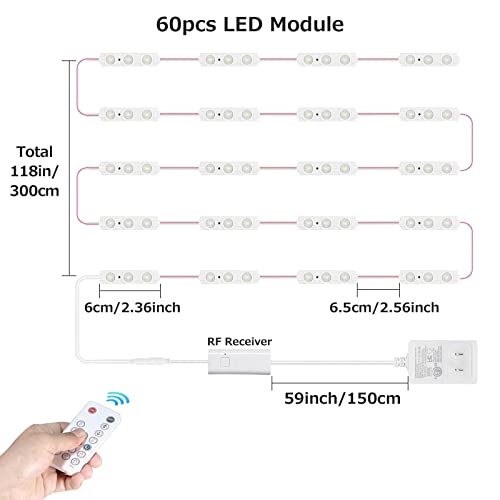 Kintion LED Vanity Mirror Light, Hollywood Style 60pcs Ultra Bright White LED, 9.8ft/3m Dimmable Strip Light, Bathroom Waterproof, Memory Function, Time Shutdown, Breath Mode (Mirror Not Include)