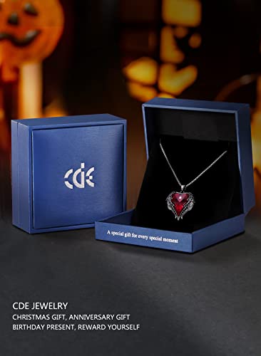 CDE Angel Wing Love Heart Necklaces for Women, Silver Tone/Gold Tone Pendant Necklace Jewelry Gifts for Her on Christmas, Valentine's/Mother's Day, Anniversary, Birthday Gifts for Women Wife Girlfriend (White-Nov. Yellow Birthstone)