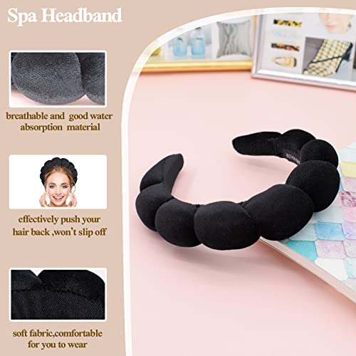BEGOOD Spa Headband for Washing Face Skincare Headbands Sponge Makeup Headband Terry Towel Cloth Hairband Bubble Head Band Puffy Headwear Hair Accessory (Beige)