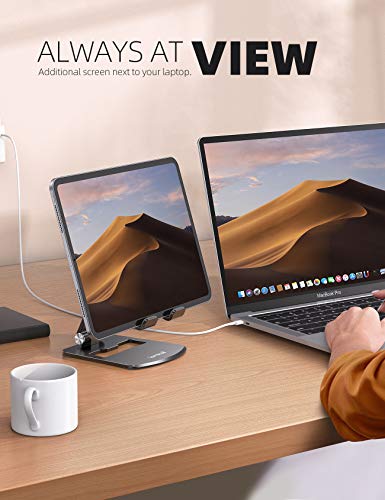 Lamicall Adjustable Tablet Stand Holder - Foldable Tablet Dock, 360 Degree Rotating Desktop Tablet Mount, Compatible with iPad Pro 11 / 12.9, Mini, Air, Tabs, Kindle and 4.7" - 13" Tablet - Black
