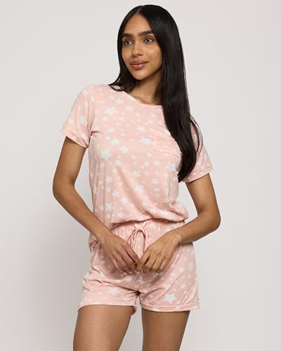 Real Essentials 2 Pack: Ultra Soft Women’s Pajama Set Short Sleeve and Shorts Lounge & Sleepwear (Available In Plus)- X-Large