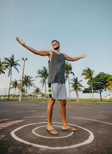 KuaiLu Men's Leather Flip Flops Arch Support Summer Beach Pool Water Thong Sandals Waterproof Rubber Walking Shoes Slip on Orthotic Casual Sport Cushioned Wide Slides Shower Slippers Brown Size 8