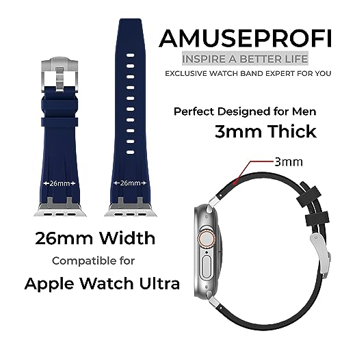 Compatible for Apple Watch Ultra Band Ultra 2 Band 49mm 45mm 44mm 42mm for Men, Silicone Watch Band for iWatch Ultra 2 Ultra Series 9 8 7 6 5 SE for Men, Cool Designed Watch Strap Compatible for Apple