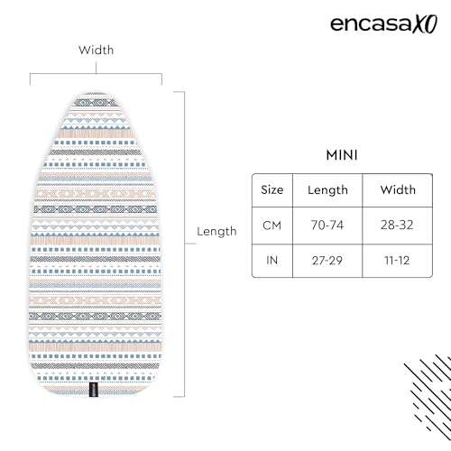 Encasa XO Ironing Board Cover and Pad 42"x14" - Thick 3mm Felt Padding, Drawstring Tightening & Lock, Easy Fit, Scorch & Stain Resistant, Fits Medium Ironing Board - Zig Zag Peri