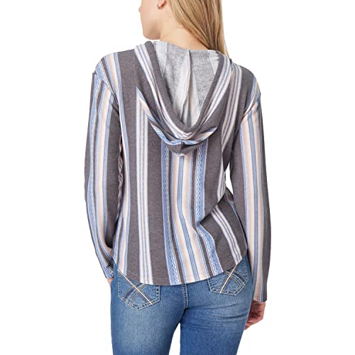 WallFlower Vintage Tuck Hacci Classic Baja Stripe V-Neck Hoodie Pullover