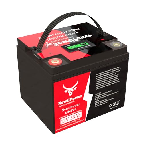 12V 35Ah LiFePO4 Lithium Battery 20A BMS,NewtiPower 10000+ Deep Cycle Lithium Iron Phosphate Battery Great For Winter Power Shortage, RV, Marine and Off Grid Applications (12V 35Ah)