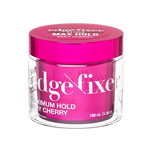 KISS COLORS & CARE Maximum Hold Edge Fixer, Non-Greasy Gel Formula Infused With Biotin B7, 24 Hour Hold, ‘Very Cherry’ Scented, 3.38 Fl. Oz. (100 ml)