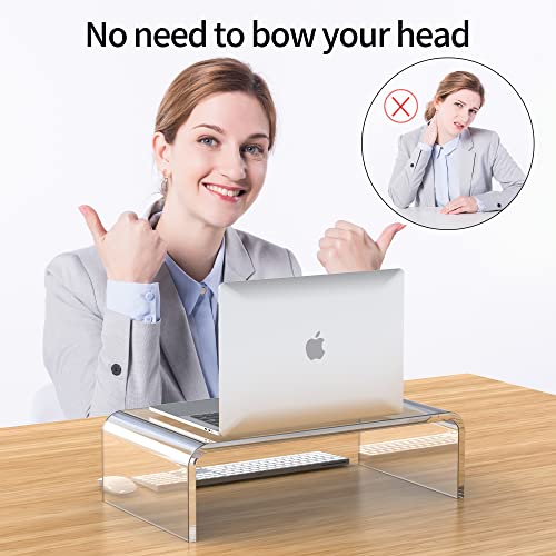 Beimu Acrylic Monitor Stand Riser Acrylic Laptop Stand Riser Clear Computer Monitor Stand Laptop Stand for Desk Compatible with iMac MacBook All Notebooks White Aesthetic Decorations for Office Home