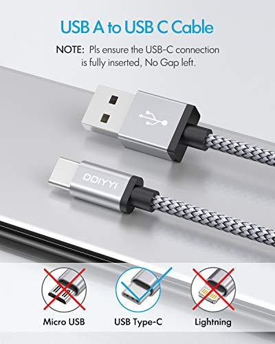 DDIYYI Short USB C Cable 1FT 3 Pack USB-A to USB-C Charger Fast Charging Cord Braided for iPhone 15 Pro Max/Plus Samsung Galaxy S24 S23 S10 A15 A53 A54, 1 Foot Short USB C Cord