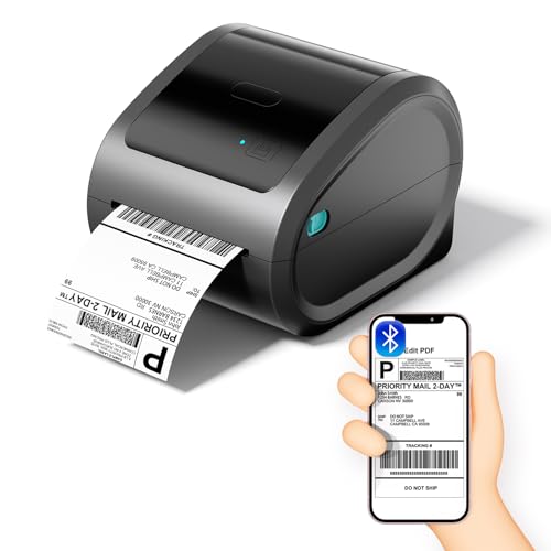 Memoqueen Bluetooth Thermal Printer - D520BT Shipping Label Printer Build-in Holder, Wireless Label Printer 4x6 for Small Business, Compatible with Amazon, Ebay, USPS, Support Android, iOS and PC