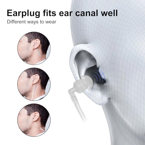 10PCS Walkie-Talkie-Compatible 2-Pin Earpiece with Mic, Covert Air Tube Design, Big PPT Compatible for CP185, CP200, CP200D, RDM2070D, BPR40, Black, Ideal for Professional Communication