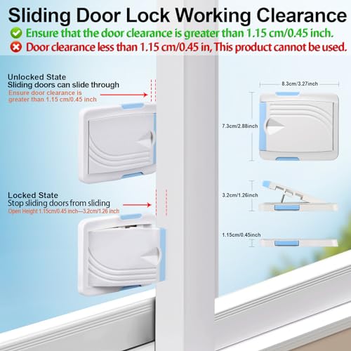 Sliding Door Lock, 2 Pack Child Safety Sliding Glass Door Lock for Sliding Glass Doors, Sliding Windows, Sliding Closet, etc. Easy to Installation Provides More Security for Your Baby and Pets