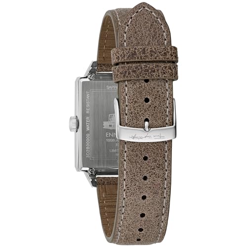 Bulova Men's Frank Lloyd Wright Limited Edition 'Ennis House' Silver Stainless Steel Watch, Grey Leather Strap Watch, Textured Medallion Grey Pattern Dial, 3 Hand (Model: 96A314)