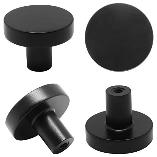 YuGtcen Cabinet Knobs 5 Pack, Kitchen Cabinet Knobs Inway Zinc Alloy Drawer Pulls and Knobs Furniture Hardware Modern Round Knobs for Kitchen Cupboard Dresser Drawer Closet Door (Black, 5)