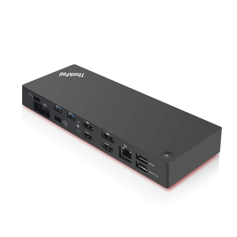 Lenovo [OB] USA ThinkPad Thunderbolt 3 Dock Gen 2 135W (40AN0135US) Dual UHD 4K Display Capability, 2 HDMI, 2 DP, USB-C, USB 3.1, Black