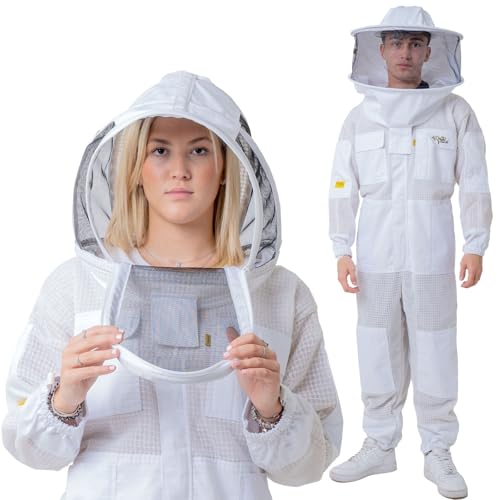 OZ ARMOUR Beekeeping Suit Ventilated ULTRA COOL Three Layer Mesh with Fencing Veil & Round Brim Hat