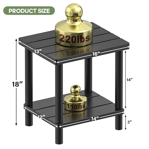LEJANEOYE Outdoor Side Table, 2-Tier Small Outdoor Table for Patio, Adirondack Side Table for Outside or Indoor, Bamboo End Table for Pool, Porch, Weather Resistant Easy Maintenance