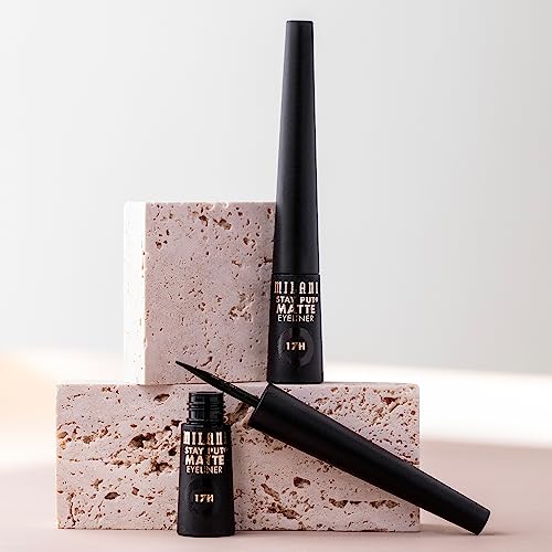 Milani Stay Put Matte 17HR Liquid Eyeliner - Black Matte (0.09 Fl. Oz.) Vegan, Cruelty-Free Liquid Eyeliner - Line & Define Eyes with High Pigment Shades for Long-Lasting Wear