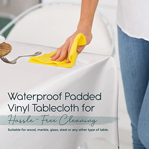 tablecloths by design Premium Table Pad Protector Superior Protection from Spills, Scratches & Heat- Reusable Vinyl Table Cloth with Cushion Flannel Backing (52" Round)