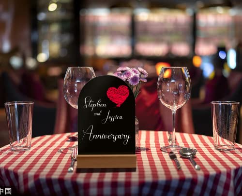 ORGANTEAM Acrylic Sign Blank Sheet with Wooden Stands Holders Wedding Table Numbers, 10 pack DIY 4x6 blank Black Arch Signs for Wedding reception, Centerpiece, Decoration, Party, Anniversary, Event, Black