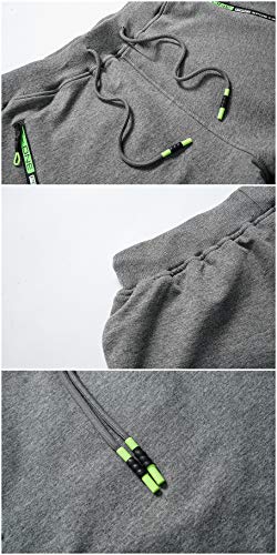 Chrisuno Men's Workout Running Shorts with Zipper Pockets Dark Grey 8XL