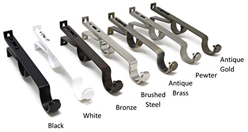 Urbanest Long Double Drapery Curtain Window Rod Bracket Holder, Up to 1.25" Rod - Antique Brass
