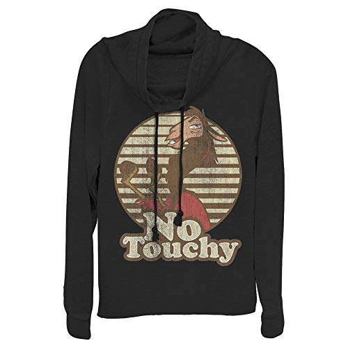 Fifth Sun womens Emporer's New Groove No Touchy Women's Long Sleeve Cowl Neck Pullover T Shirt, Black, X-Small US