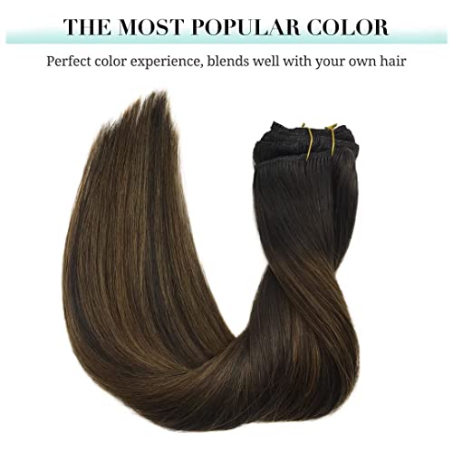 DOORES Hair Extensions Real Human Hair, Balayage Ash Blonde Highlighted Platinum Blonde 24 Inch 120g 7pcs, Hair Extensions Real Human Hair Clip in Remy Hair Extensions Natural Hair Extensions Straight