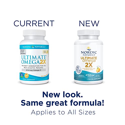 Nordic Naturals Ultimate Omega 2X, Lemon Flavor - 180 Soft Gels - 2150 mg Omega-3 - High-Potency Omega-3 Fish Oil with EPA & DHA - Promotes Brain & Heart Health - Non-GMO - 90 Servings