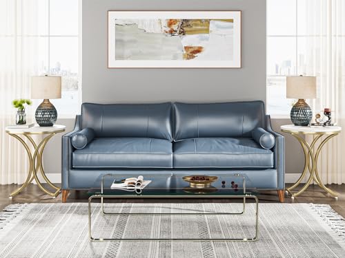 Tribesigns Small Round Sofa Side Table, Faux Marble White and Gold End Table, Contemporary Side Table Bedside Coffee Table (1PCS)