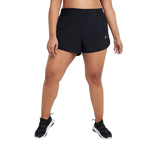 Champion, Moisture Wicking, Lightweight Sport Shorts for Women, 4" (Plus Size Available), Black, X-Small