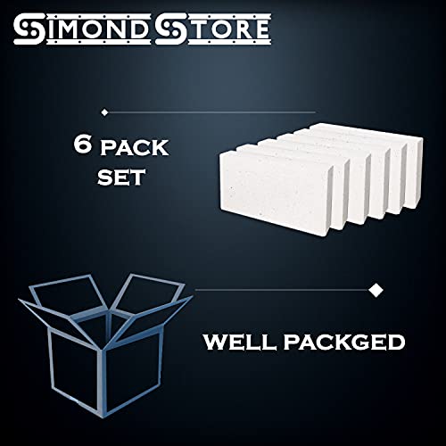 SIMOND STORE Insulating Fire Bricks - 2500F Rated 0.75" x 4.5" x 9" - Soft Fire Bricks for Forge Wood Stove Pizza Oven Fireplace Fire Pit Kiln Jewelry Soldering Heat Insulation Block - Pack of 6 Brick